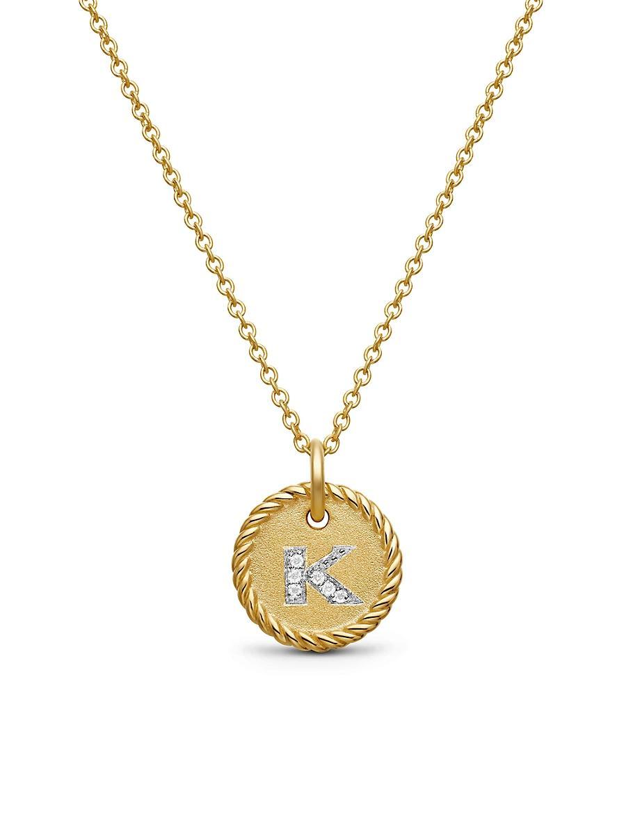David Yurman Cable Collectibles Initial Pendant with Diamonds in Gold on Chain, 16-18 Product Image