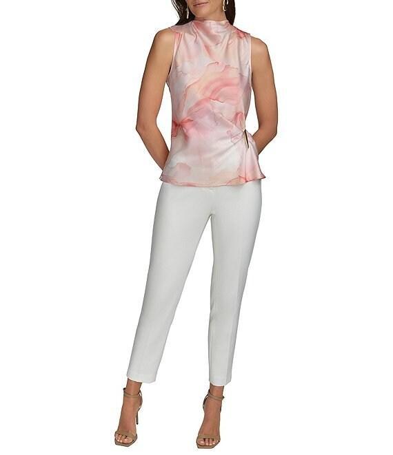 Donna Karan Printed Mock Neck Sleeveless Top With Hardware Detail Product Image