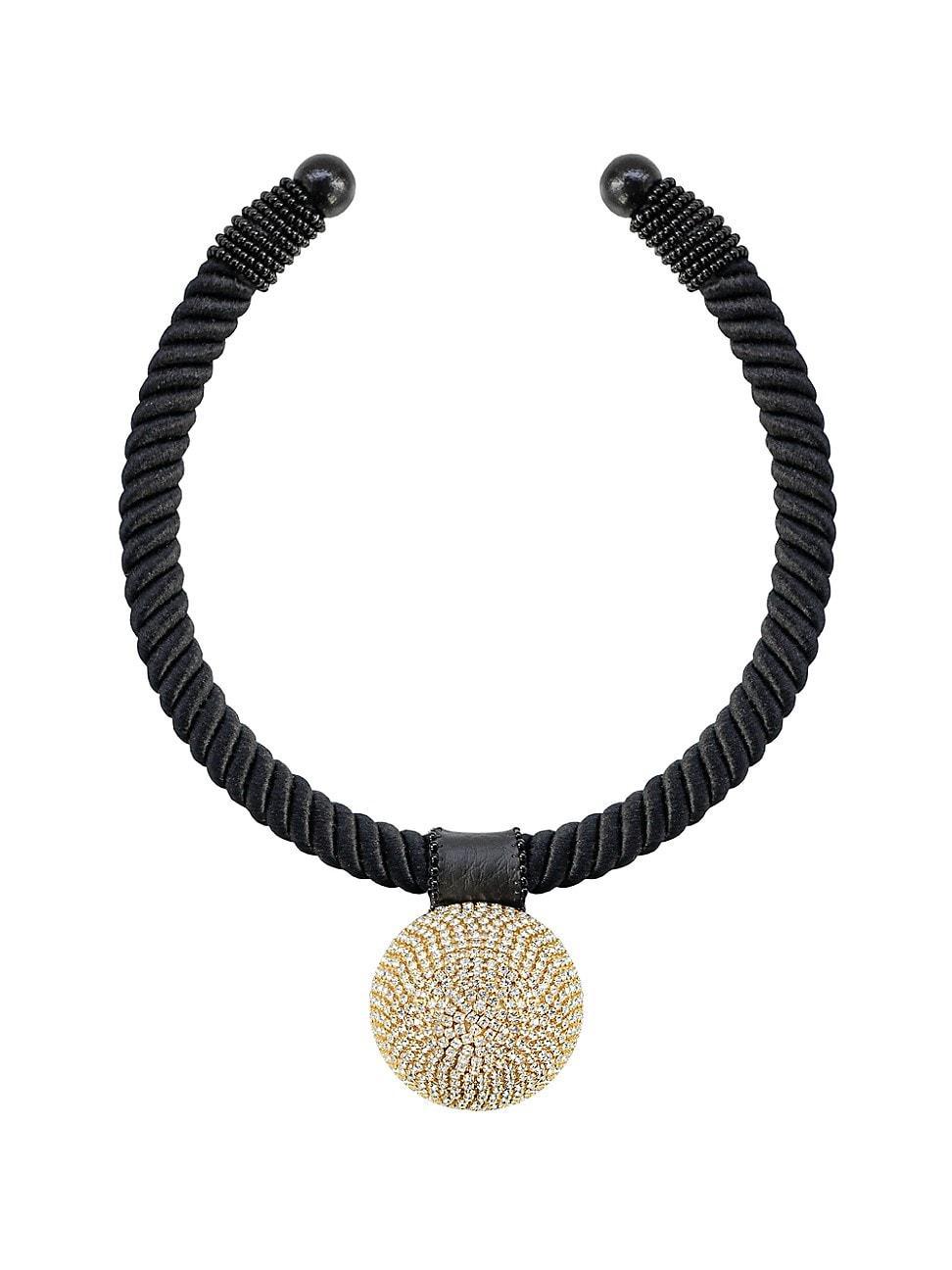 Womens toile Gaia Glam Rhinestone, Cotton & Wood Choker Necklace Product Image