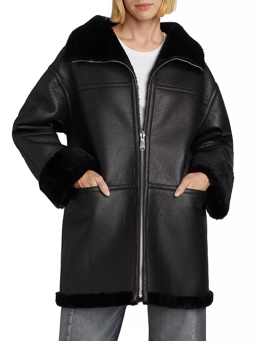 Ally Faux Leather & Fur Coat Product Image