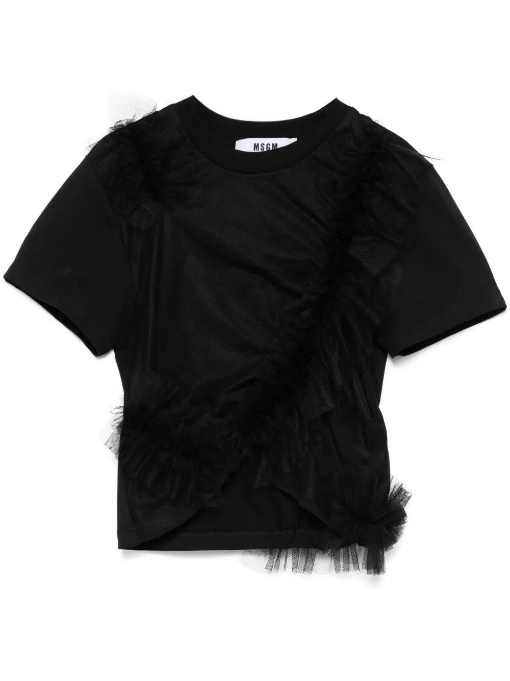 MSGM Tulle T-shirt Black In 99 Black Product Image