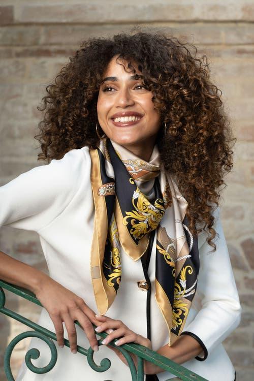 Elizabetta Moment in Time - Hand Rolled Silk Foulard for Women in Blue at Nordstrom Product Image