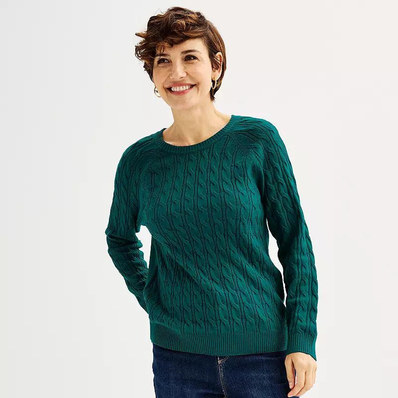Petite Croft & Barrow® The Extra Soft Cabled Crewneck Sweater, Women's, Size: XXL Petite, Black Product Image