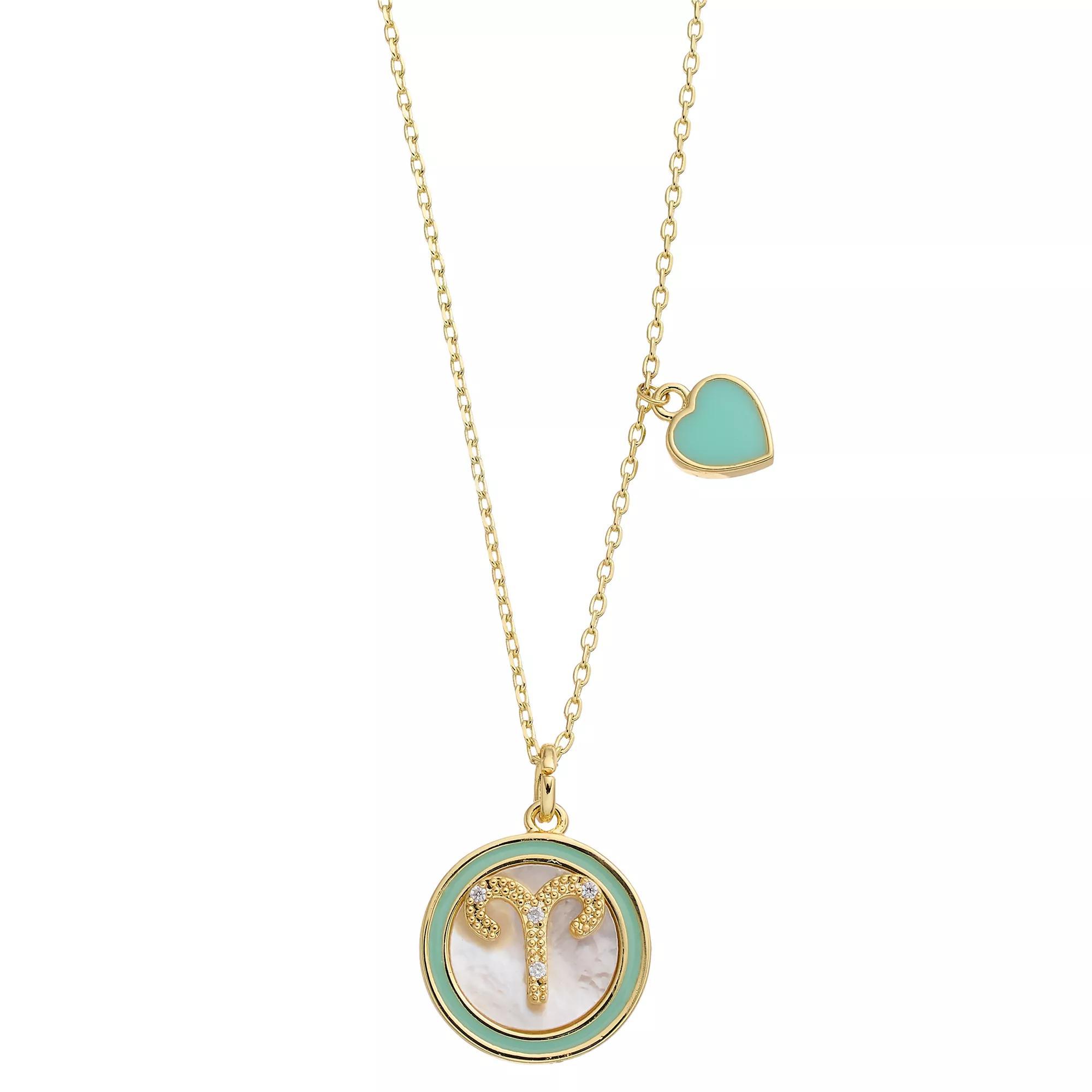 City Luxe Mother of Pearl Pisces Gold Pendant Necklace, Womens Silver Tone Capricorn Product Image