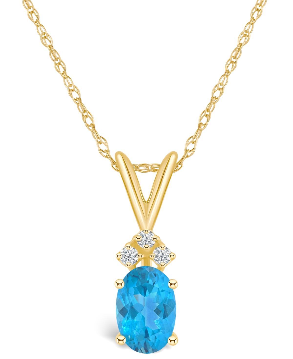 Celebration Gems 14k White Gold Gemstone & Diamond Accent Pendant Necklace, Women's, Size: 18", Blue Topaz Product Image