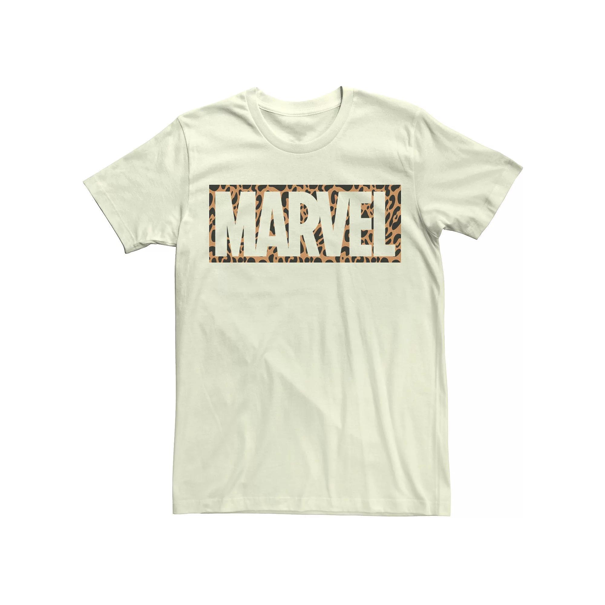 Men's Marvel Cheetah Print Brick Logo Tee, Size: Medium, Natural Product Image