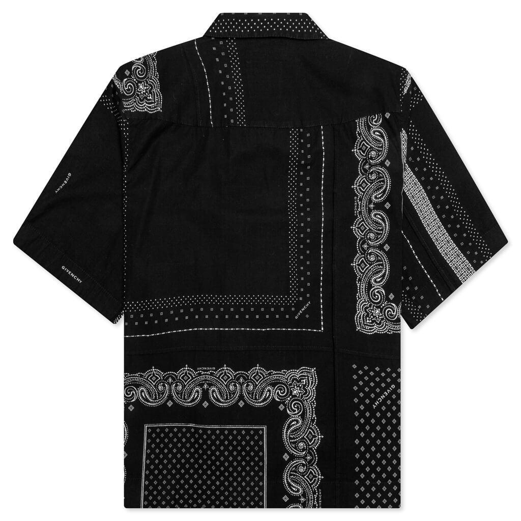 Zip/Snap S/S Printed Shirt - Black/White Male Product Image