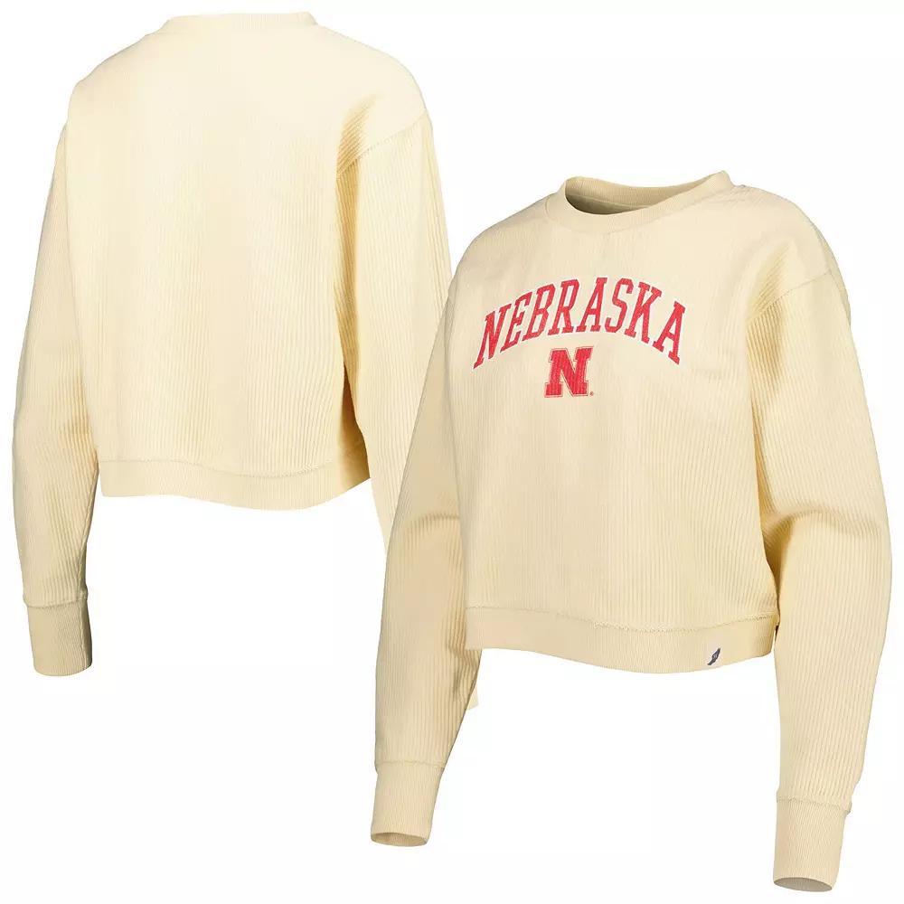 Womens League Collegiate Wear Cream Nebraska Huskers Classic Campus Corded Timber Sweatshirt Product Image