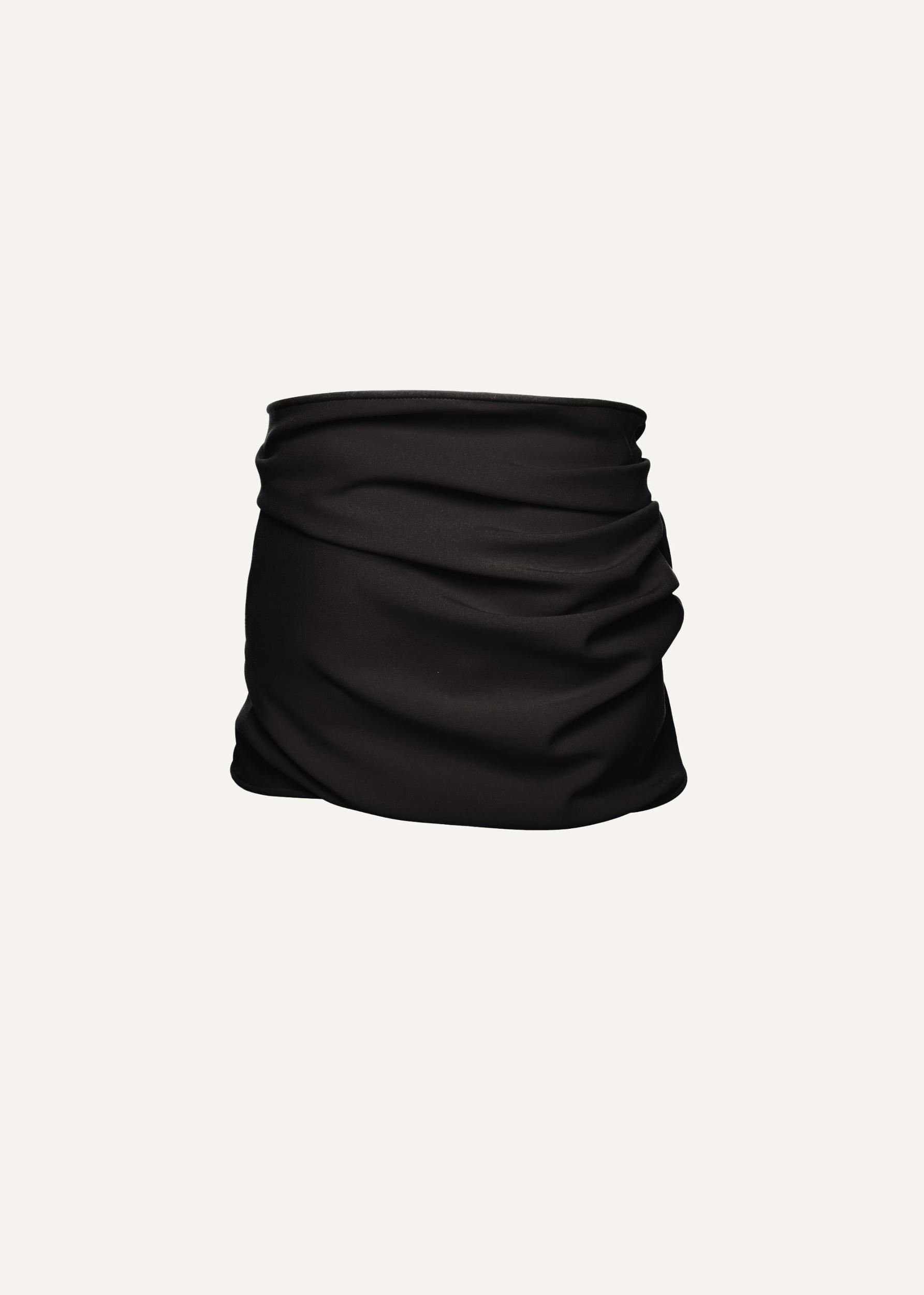 Wool rose mini skirt in black Product Image