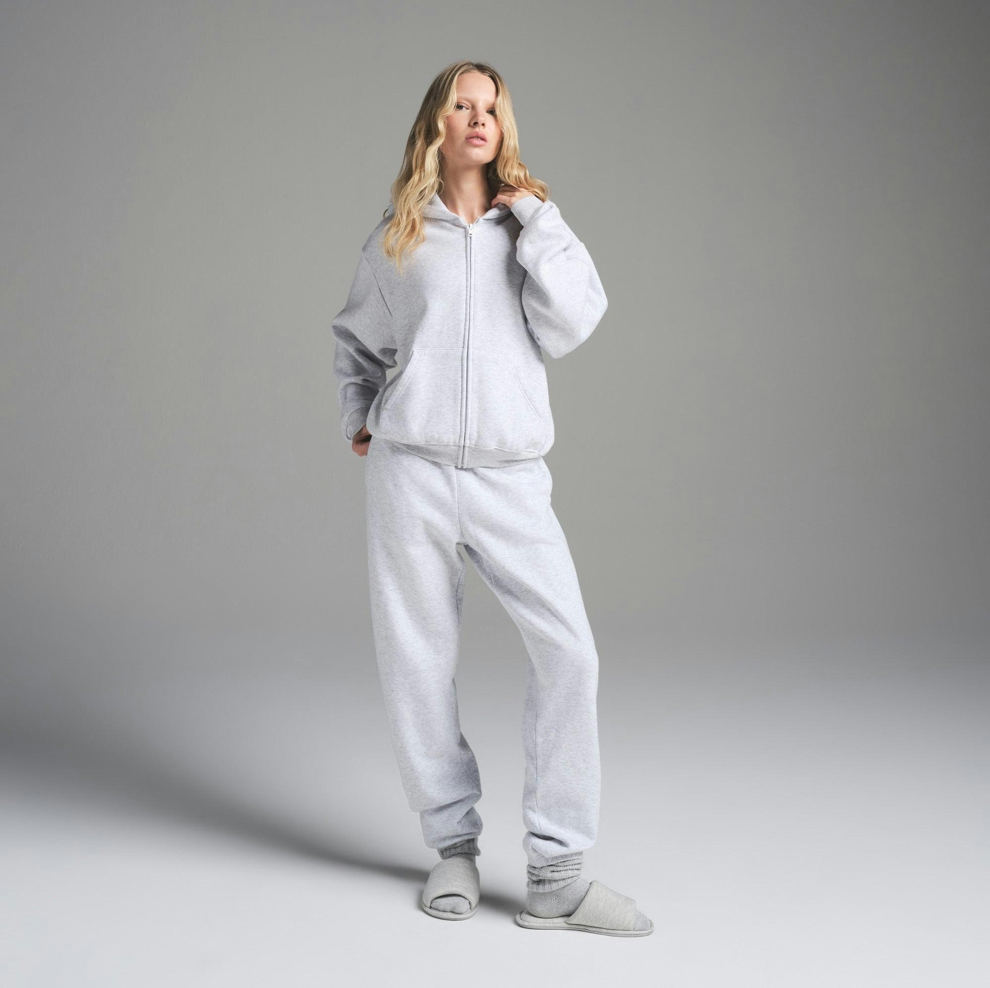 COTTON FLEECE CLASSIC ZIP UP HOODIE | LIGHT HEATHER GREY Product Image