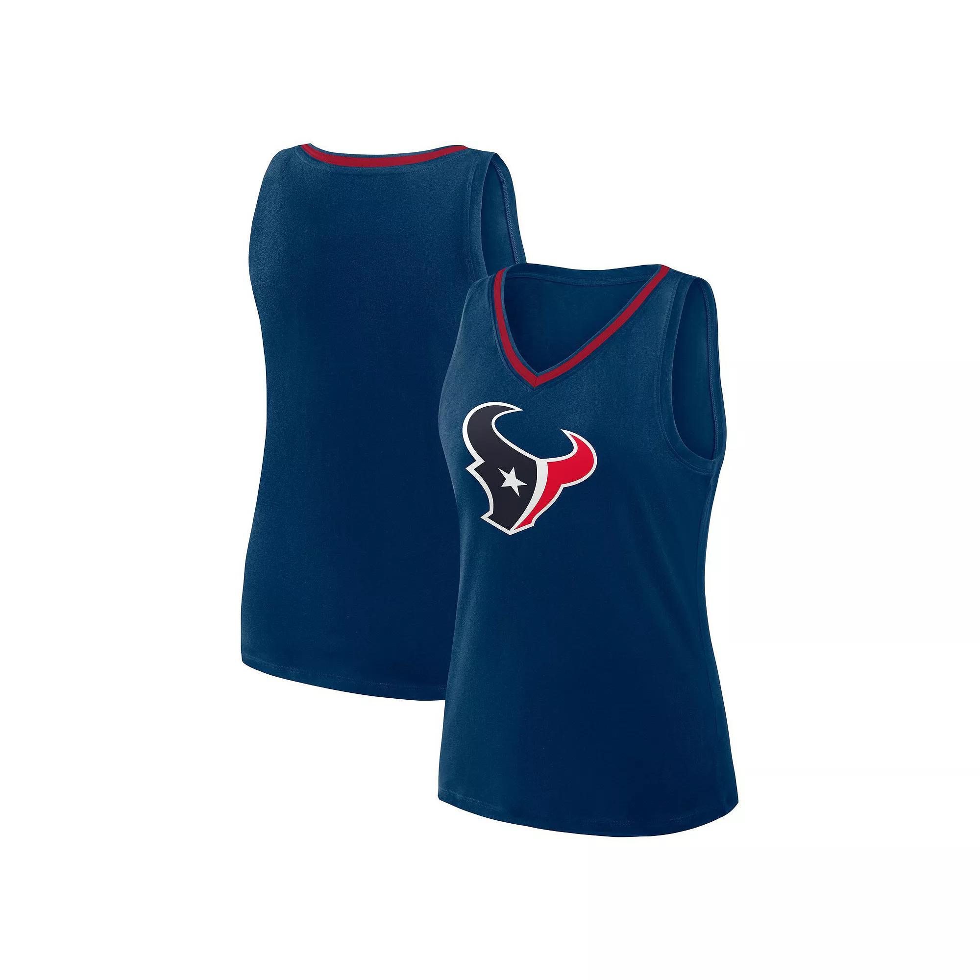 Women's Navy Houston Texans Plus Size Stellar Win V-Neck Tank Top, Size: 2XL, Blue Product Image