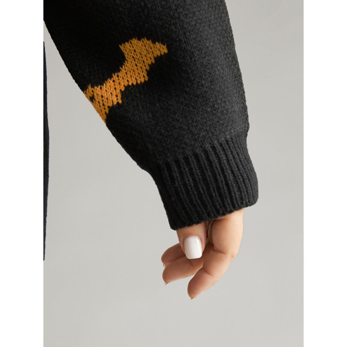 Plus Size Halloween Bat Graphic Open Front Cardigan Black Women Casual Loose Long Sleeve Festival-Halloween Cardigans BloomChic 14-16/1X Product Image