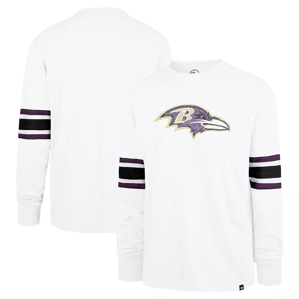 Men's '47 White Baltimore Ravens Gridiron Premier Brex Long Sleeve T-Shirt, Size: Large Product Image
