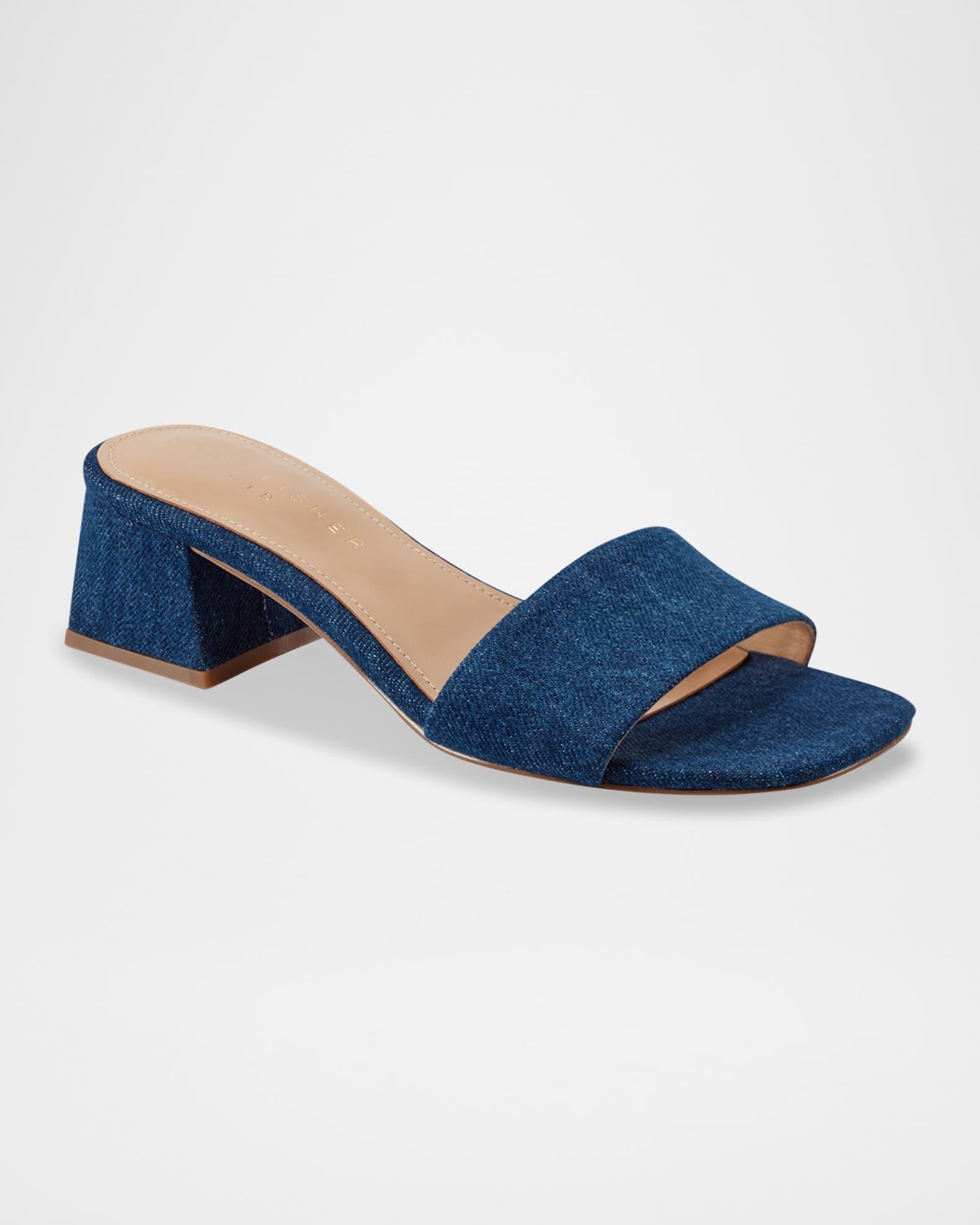 Olysa Denim Block-Heel Mule Sandals Product Image