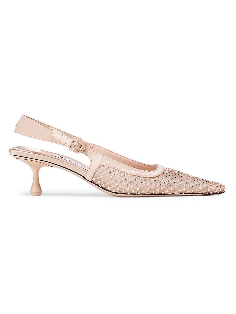 Jimmy Choo Womens Amel 50 Embellished Slingback Kitten Heel Pumps Product Image