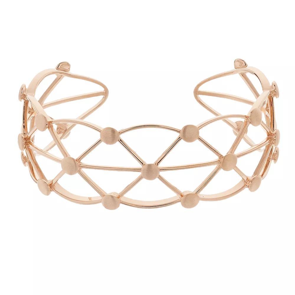 18k Rose Gold Over Silver Lattice Cuff Bracelet, Women's, Pink Tone Product Image