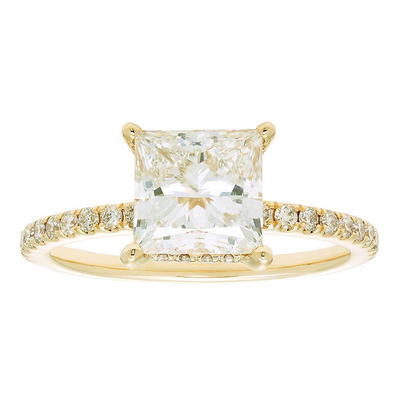 Evergreen Diamonds 14k Gold 2 3/8 Carat T.W. IGL Certified Princess Cut Lab-Grown Diamond Hidden Halo Ring, Women's Product Image