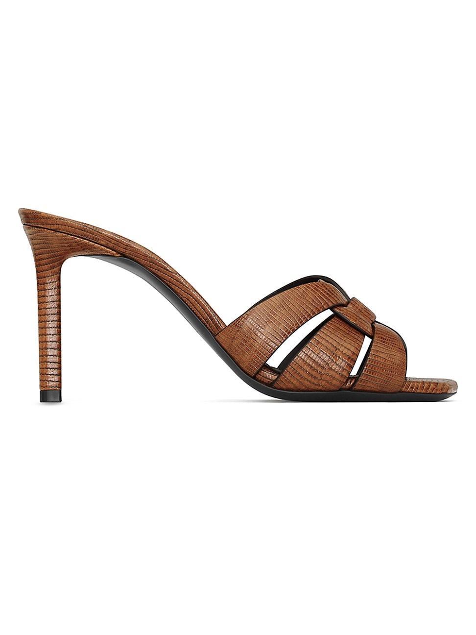 Womens Tribute Mules in Lizard Embossed Leather Product Image