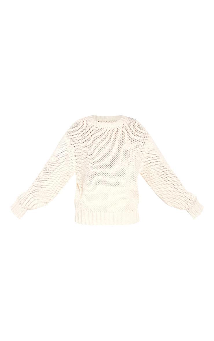 Tall Cream Chunky Knit Crew Neck Sweater Product Image