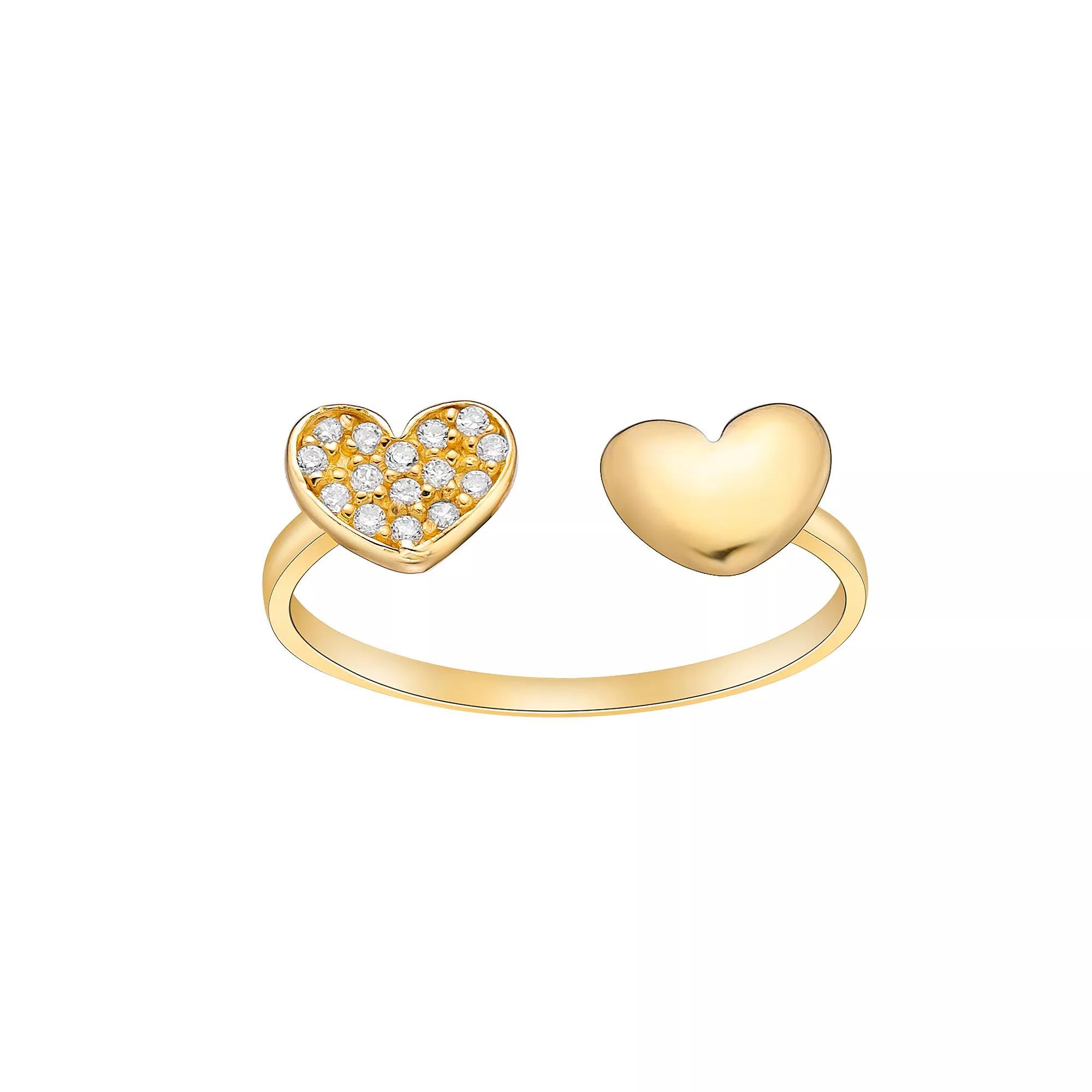 Lila Moon 10k Gold Cubic Zirconia Double Heart Adjustable Toe Ring, Women's, Yellow Product Image