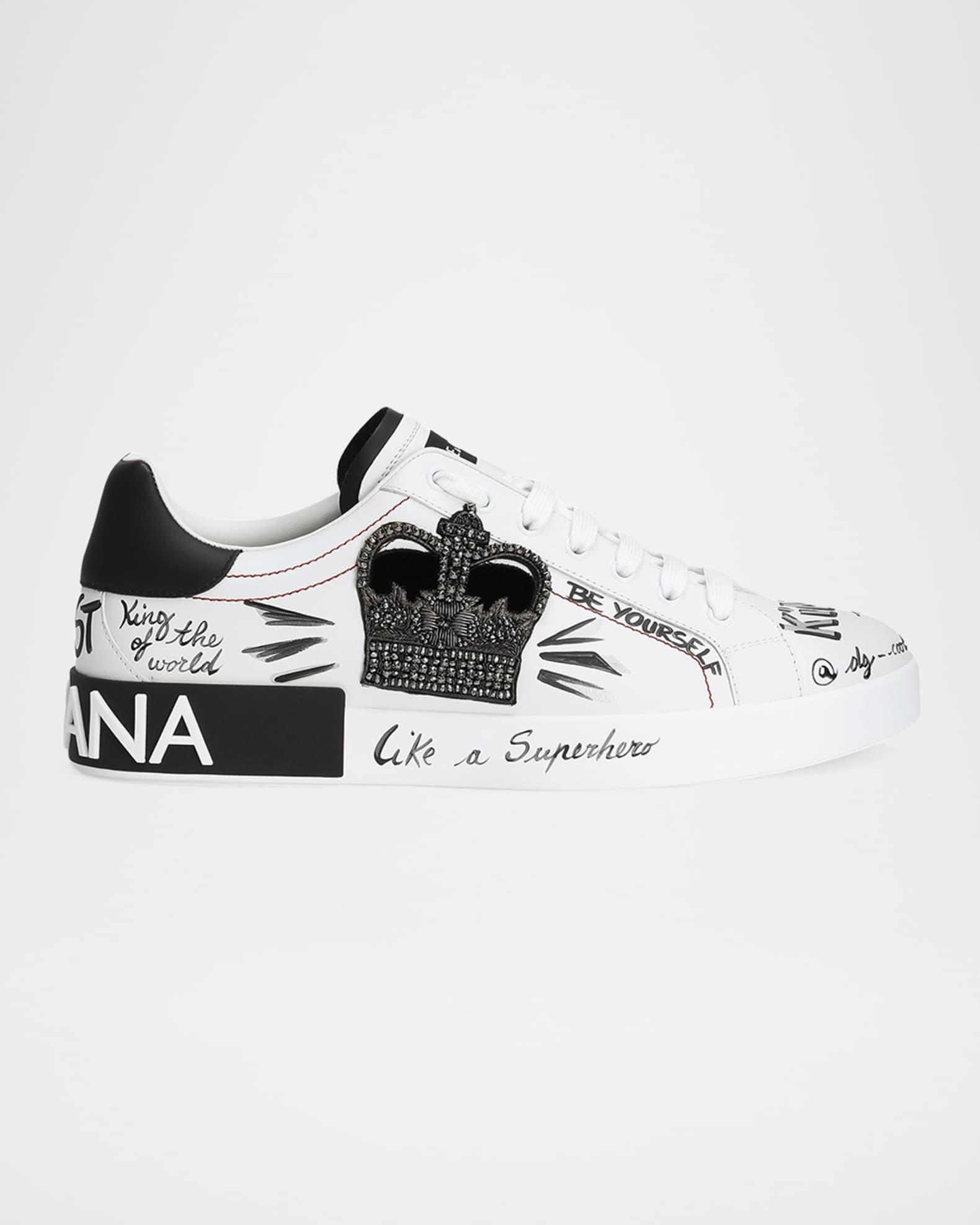 Men's Portofino Printed Leather Sneakers with Patch Product Image