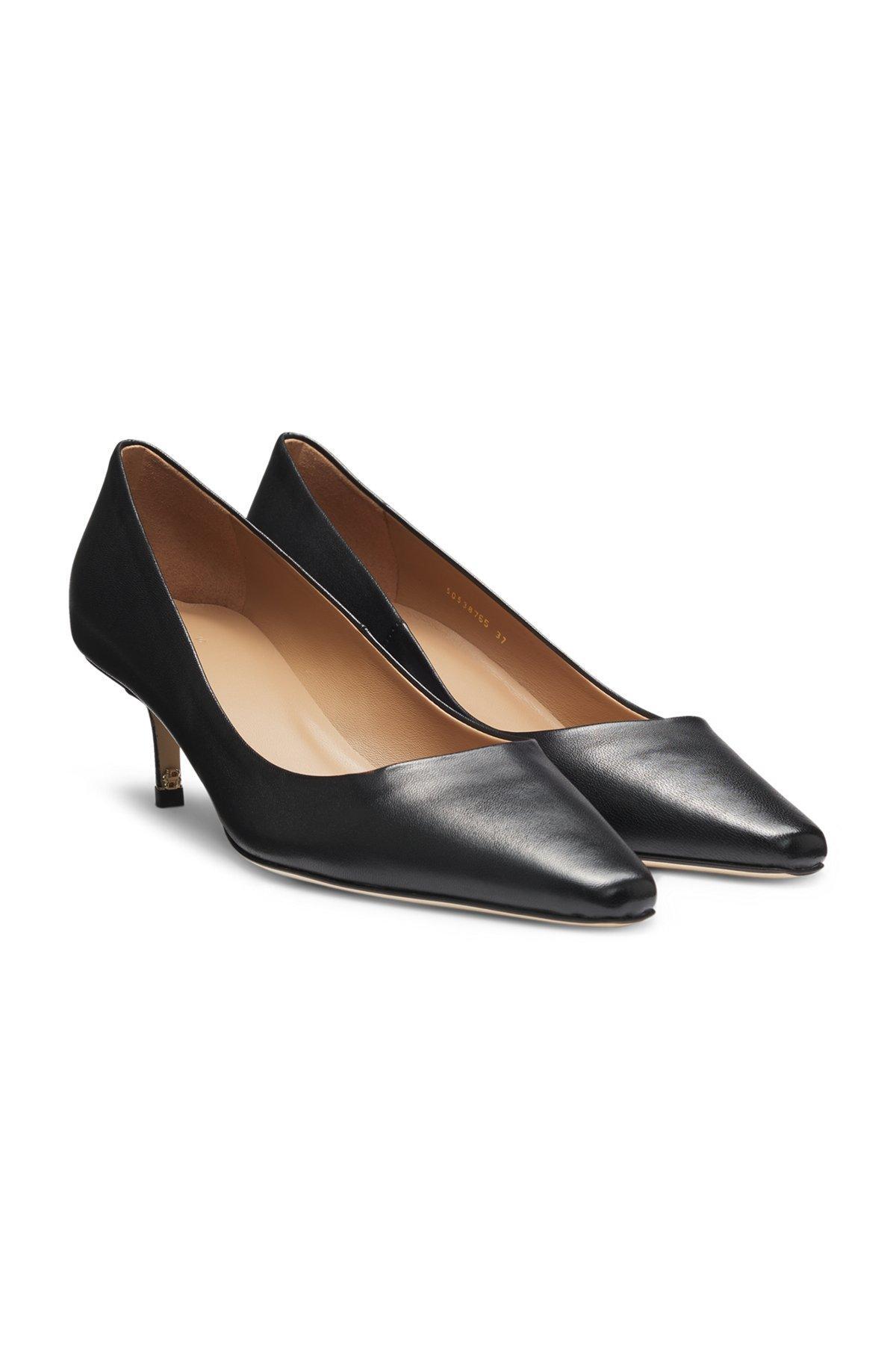 BOSS - Nappa-leather pumps with Double B monogram - Black Product Image