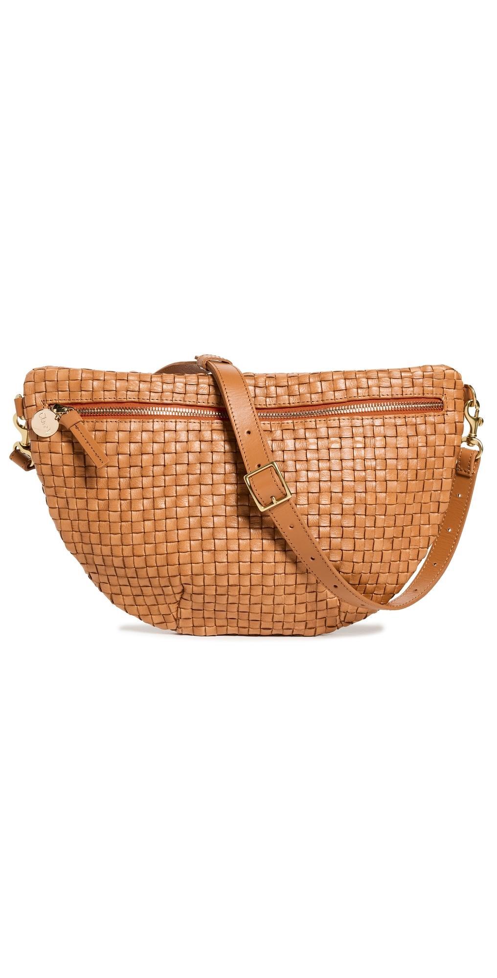Clare V. Grande Belt Bag Natural Woven Checker One Size Product Image
