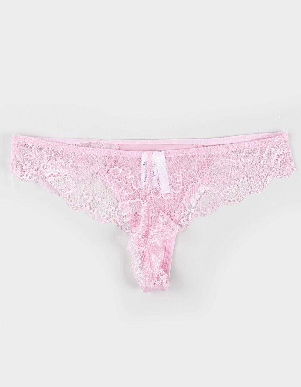 FULL TILT Lace Side Thong - PINK Product Image