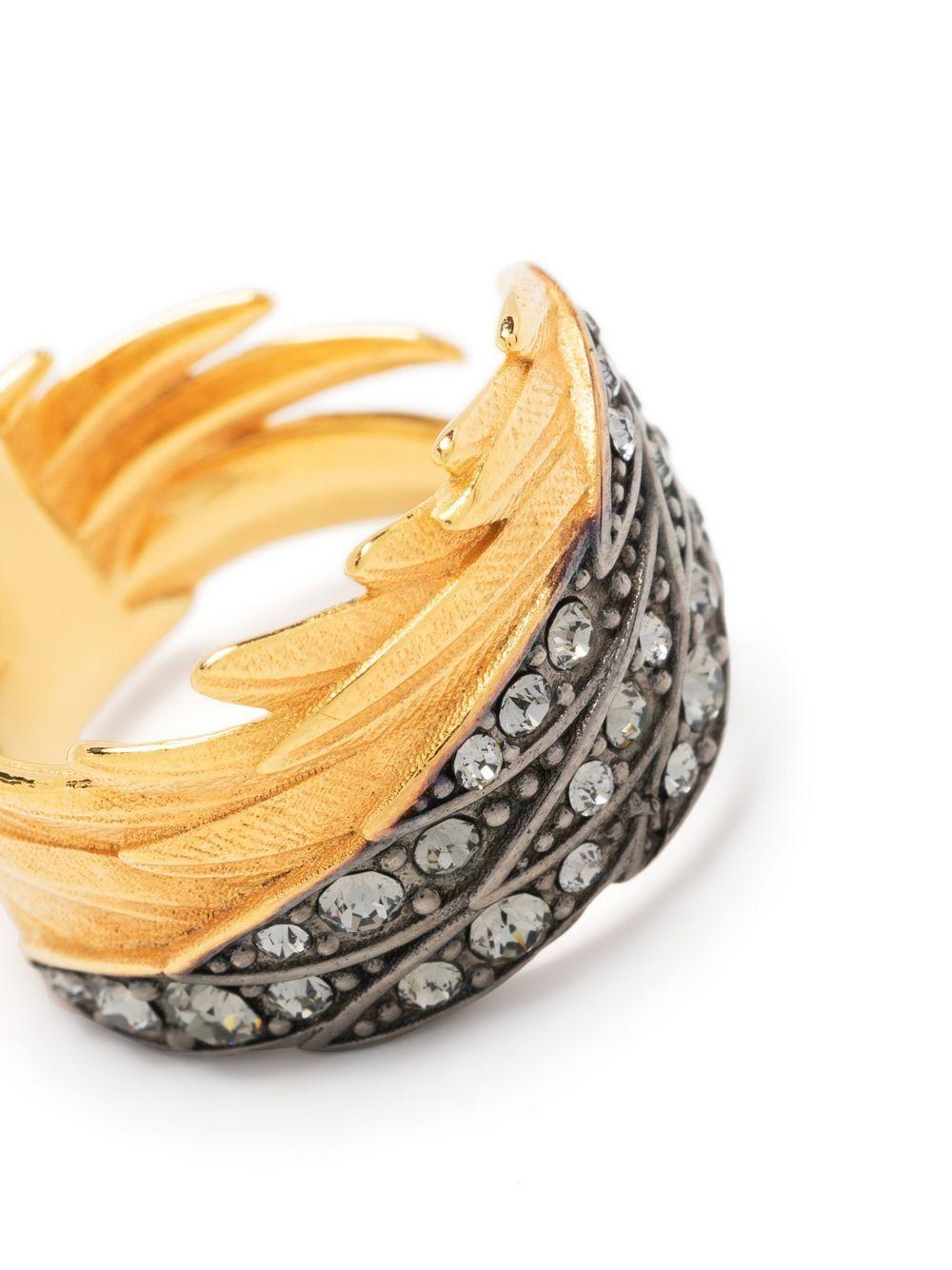 feathered crystal-embellished ring Product Image