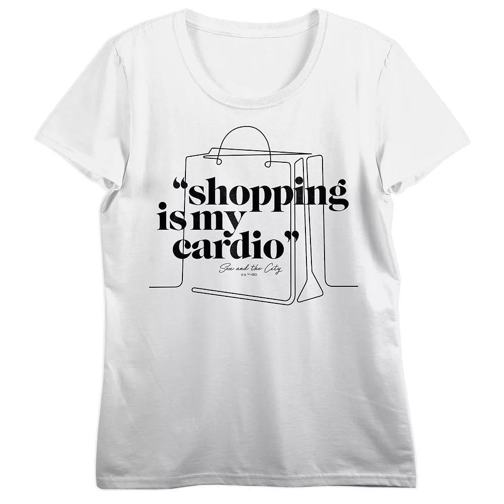 Women's Sex And The City Shopping Cardio Crewneck Graphic Tee, Girl's, Size: XL, White Product Image