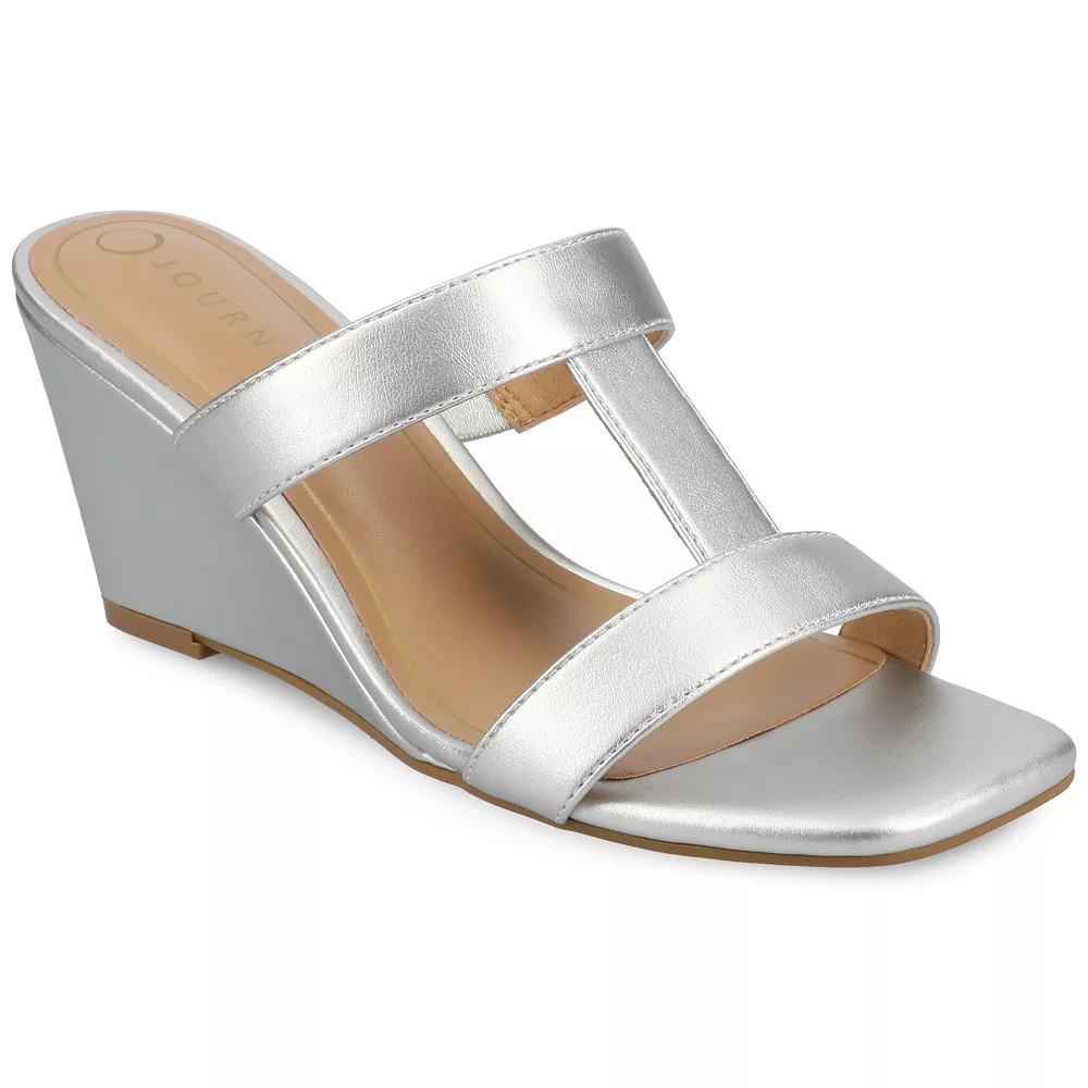 Journee Collection Clodie Women's Slip-On Wedge Sandals, Size: 9.5, Silver Product Image