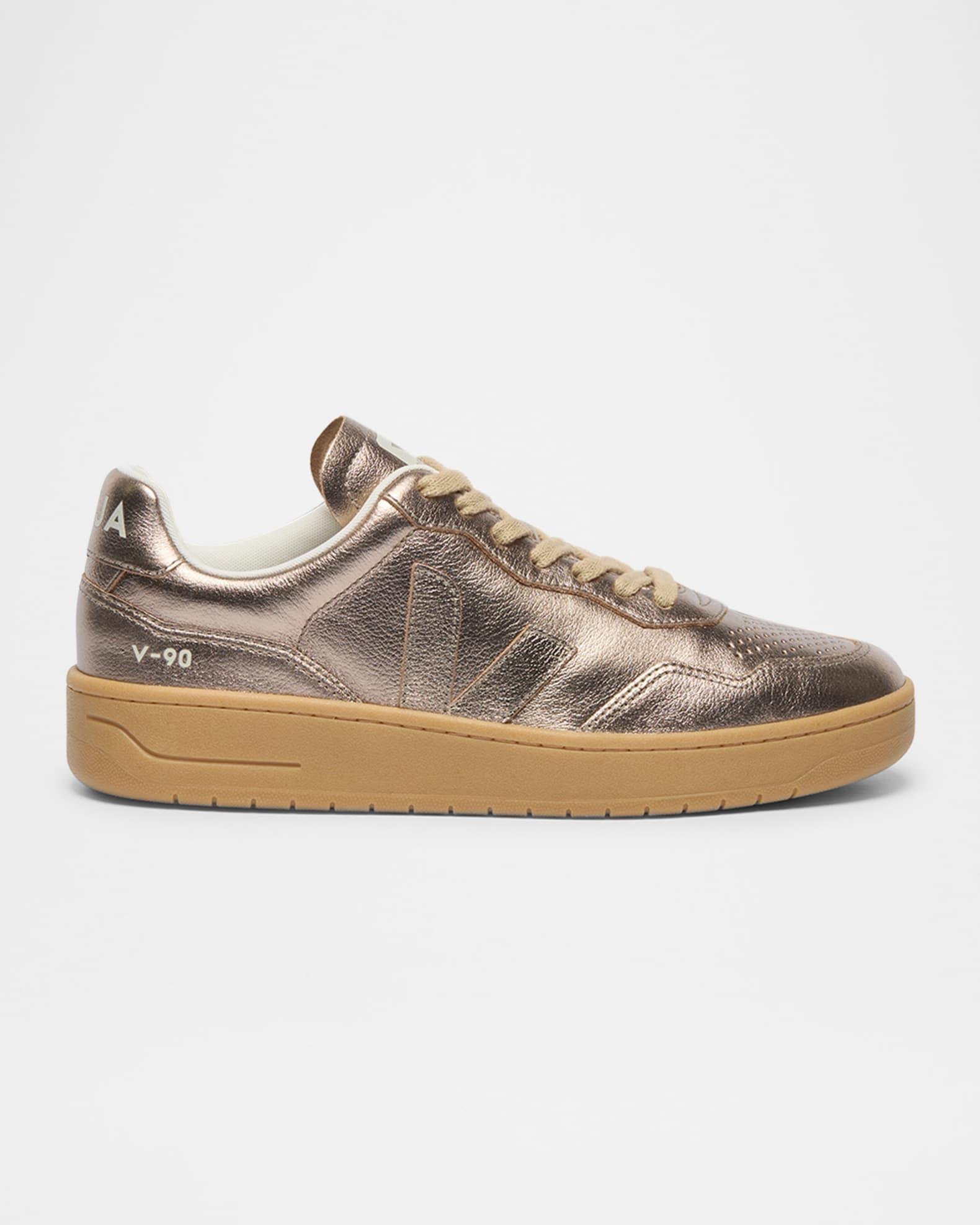 V-90 Metallic Leather Low-Top Sneakers Product Image