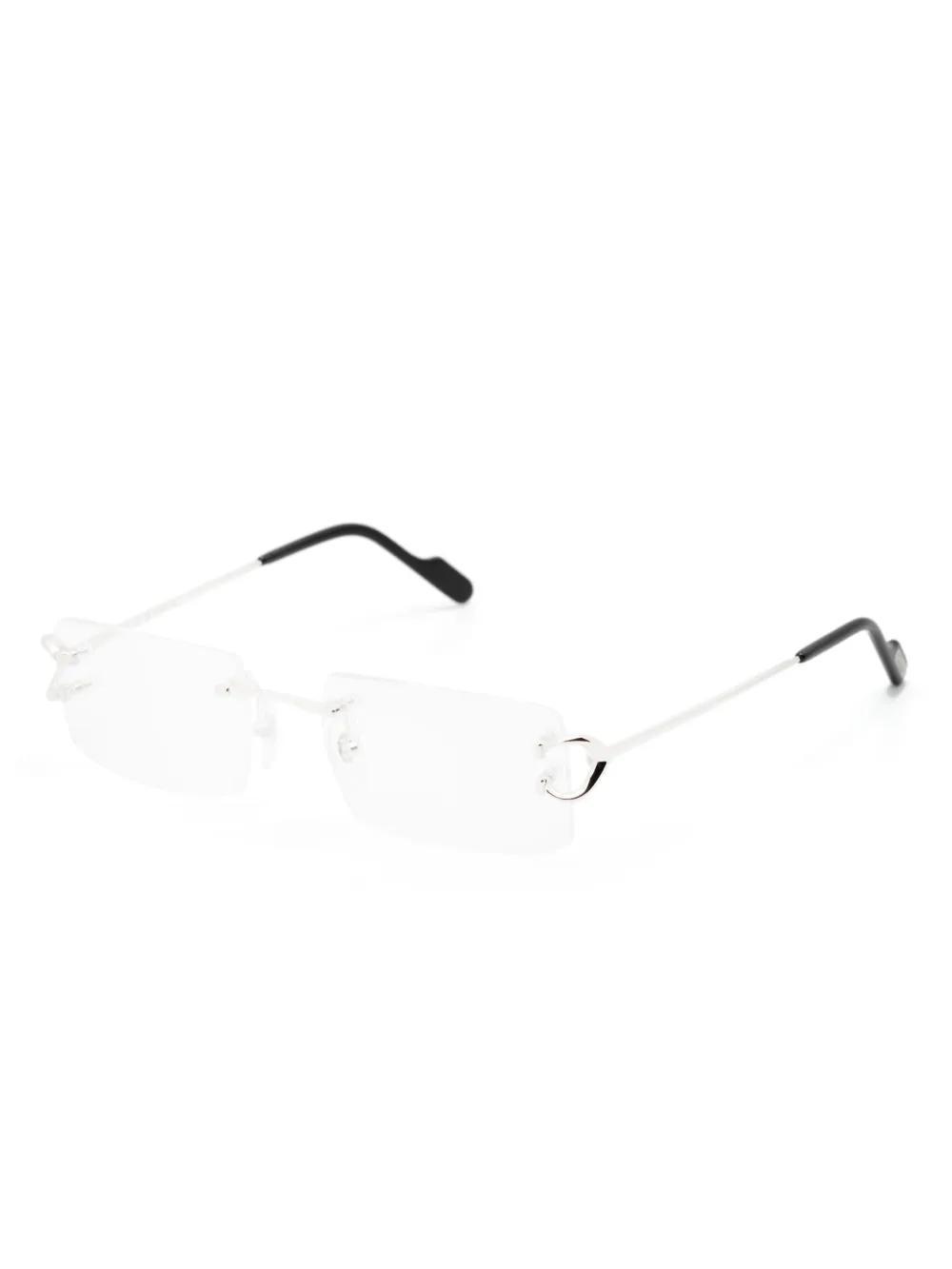 CARTIER C Rectangle-frame Glasses In Silver Product Image