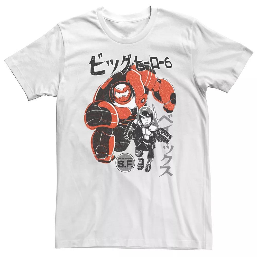 Big & Tall Disney Big Hero 6 Baymax Hiro Kanji Text Portrait Tee, Men's, Size: 4XL, White Product Image
