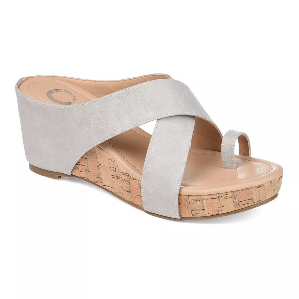 Journee Rayna Womens Wedge Sandals Blue Product Image