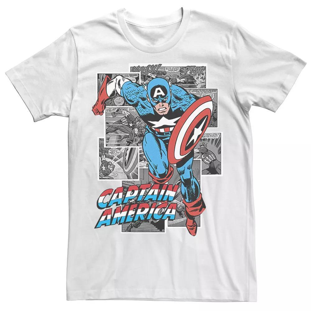 Men's Marvel Avengers Captain American Comic Panel Portrait Tee, Size: XL, White Product Image