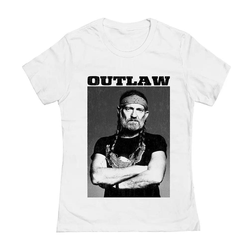 Juniors' Willie Nelson Outlaw Graphic Tee, Girl's, Size: Small, White Product Image