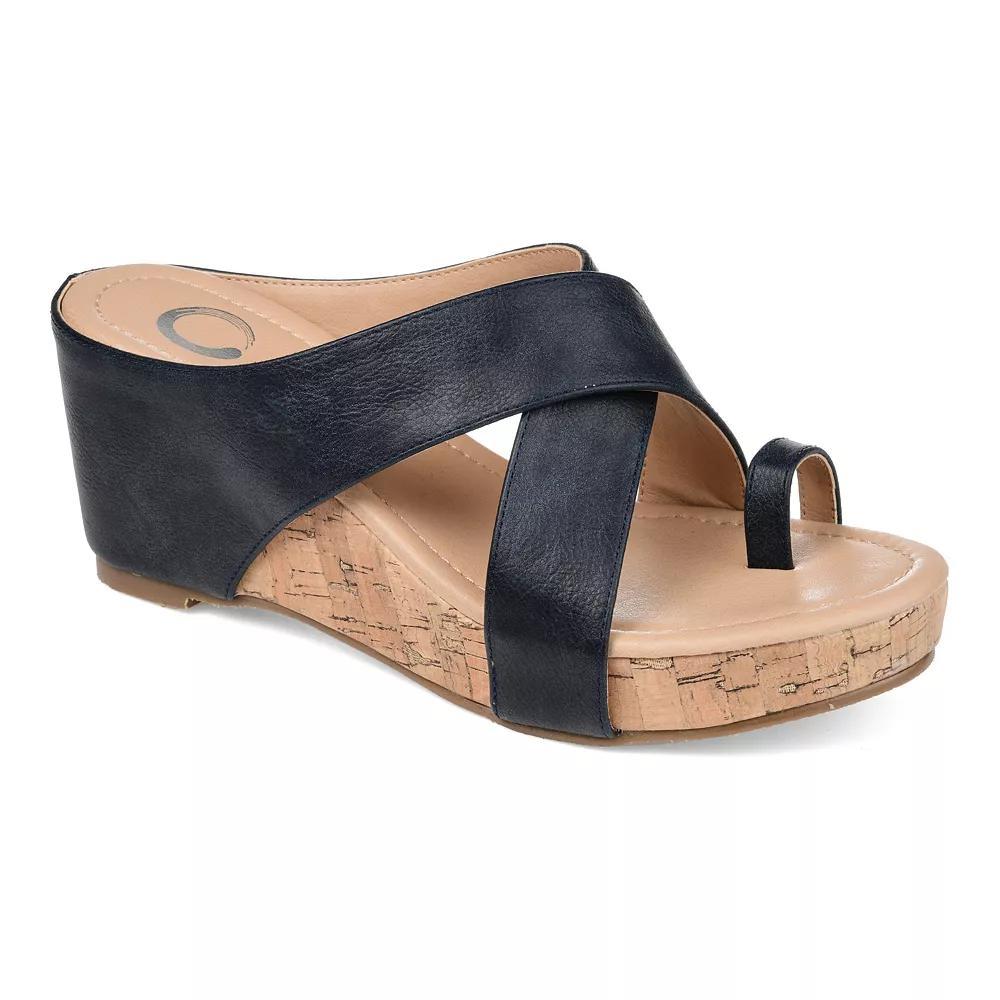 Journee Rayna Womens Wedge Sandals Blue Product Image