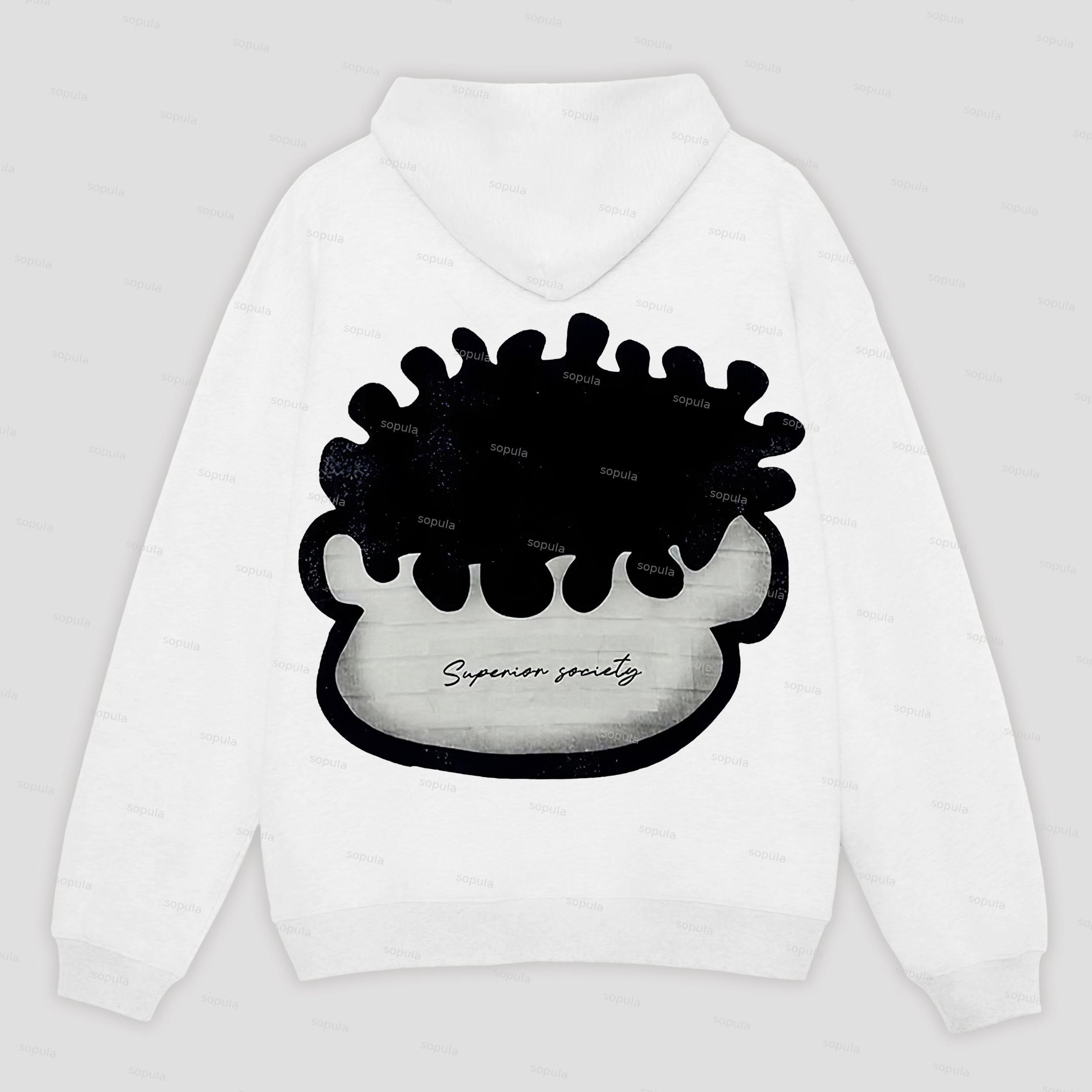 Sopula Vintage Big Face Graphic Simple Pocketless Hoodie Product Image