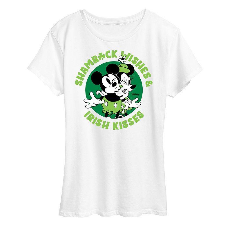Disney's Mickey & Minnie Mouse Women's St. Patrick's Kisses Graphic Tee, Size: Large, White Product Image