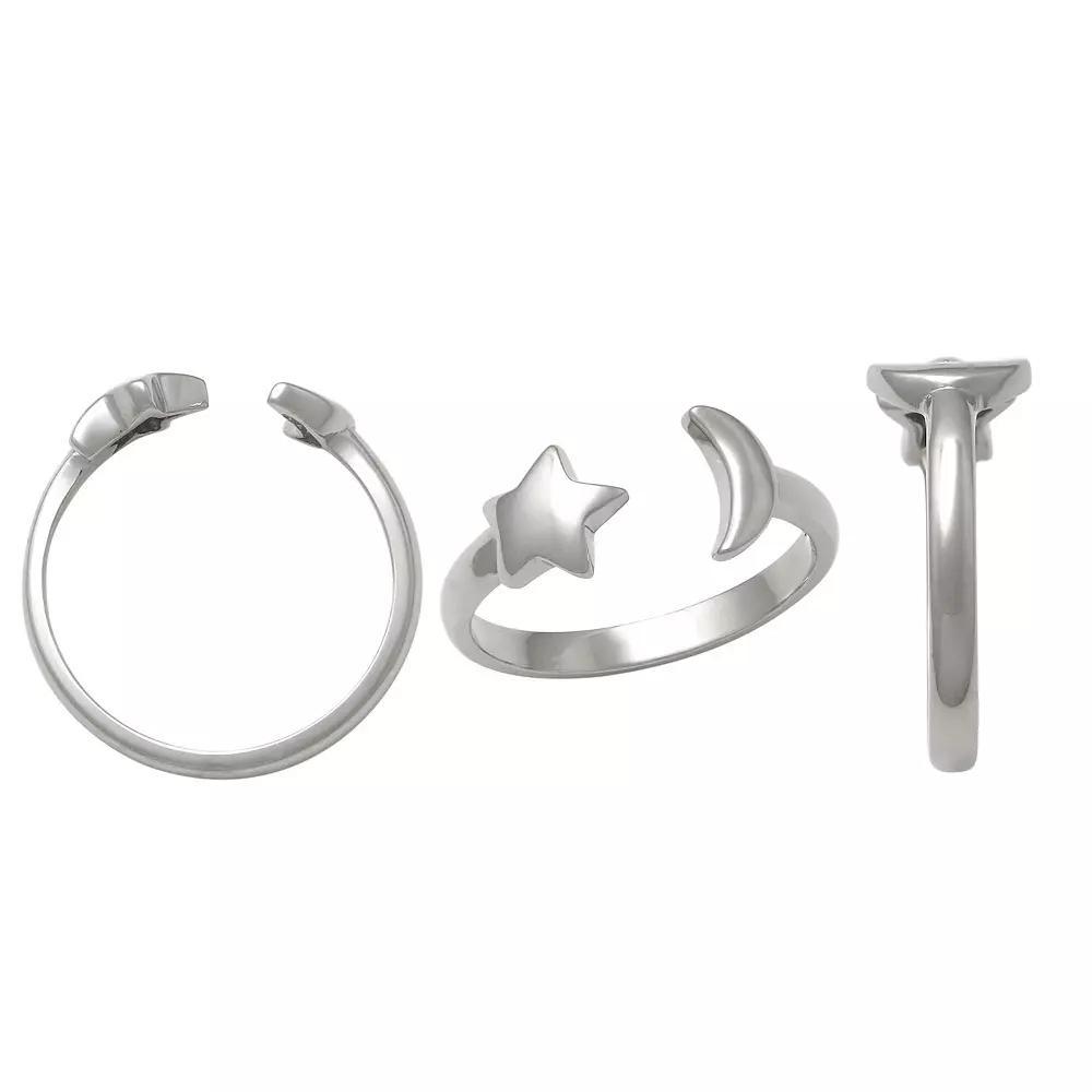Amella Jewels Sterling Silver Star & Moon Toe Ring, Women's Product Image