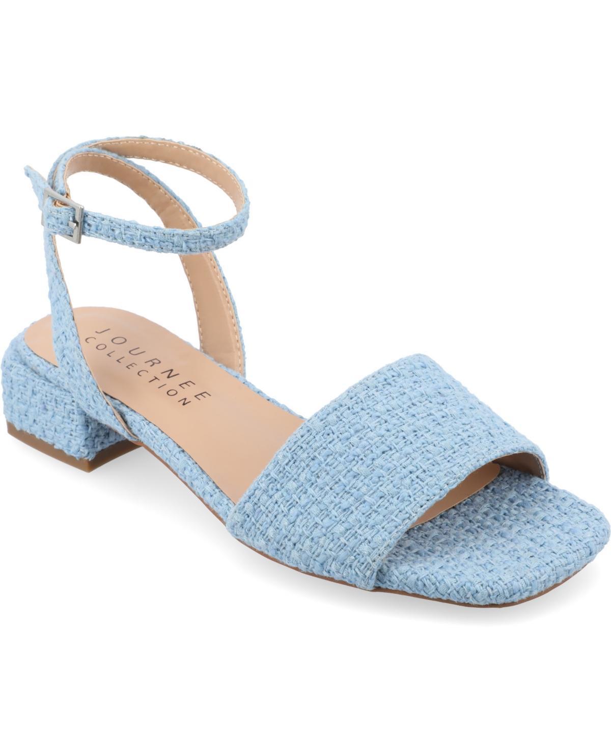 Journee Adleey Women's Tru Comfort Foam Tweed Low Block Heel Sandals, Size: 7.5, Black Product Image