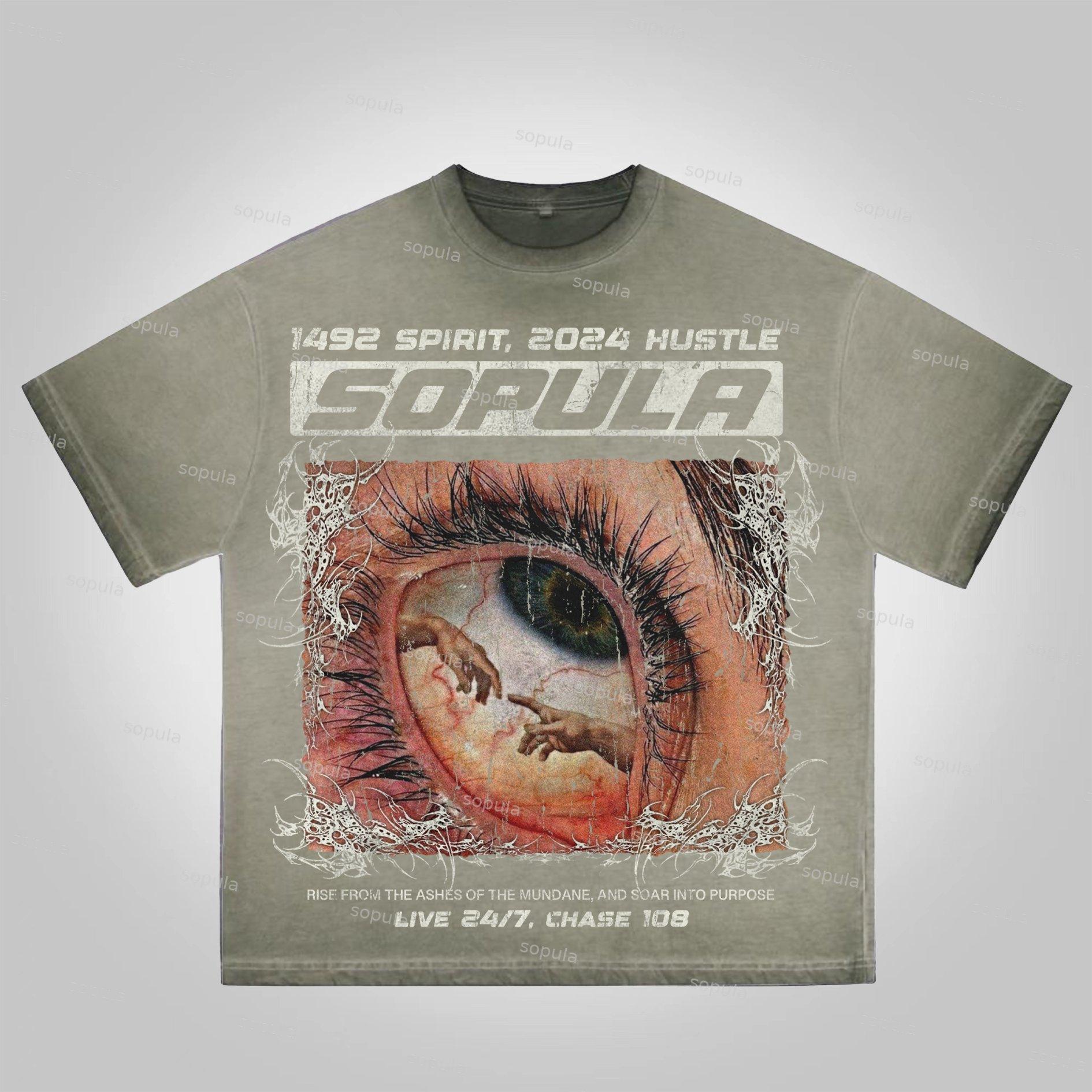 Sopula Thorns Explore The Renaissance Live In The Present Vintage Graphics Washed Cotton T-Shirt Product Image