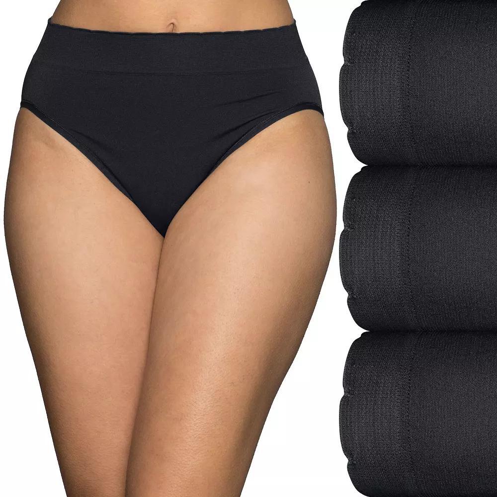 Vanity Fair Lingerie No Pinch No Show Seamless Hi-Cut 3-Pack Brief Panty Set 13417, Womens Black Black Asst Product Image