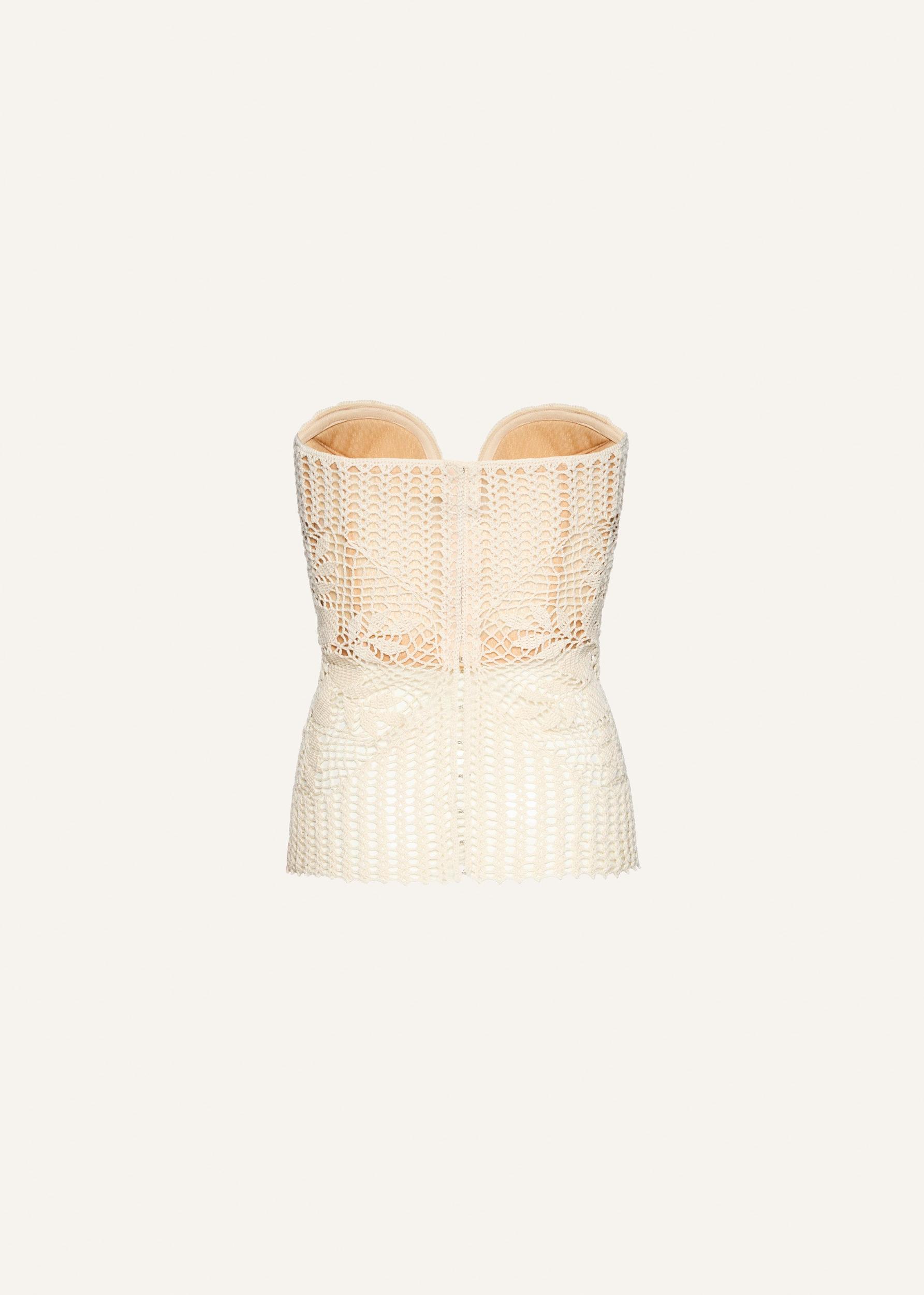Lace crochet bustier top in cream Product Image