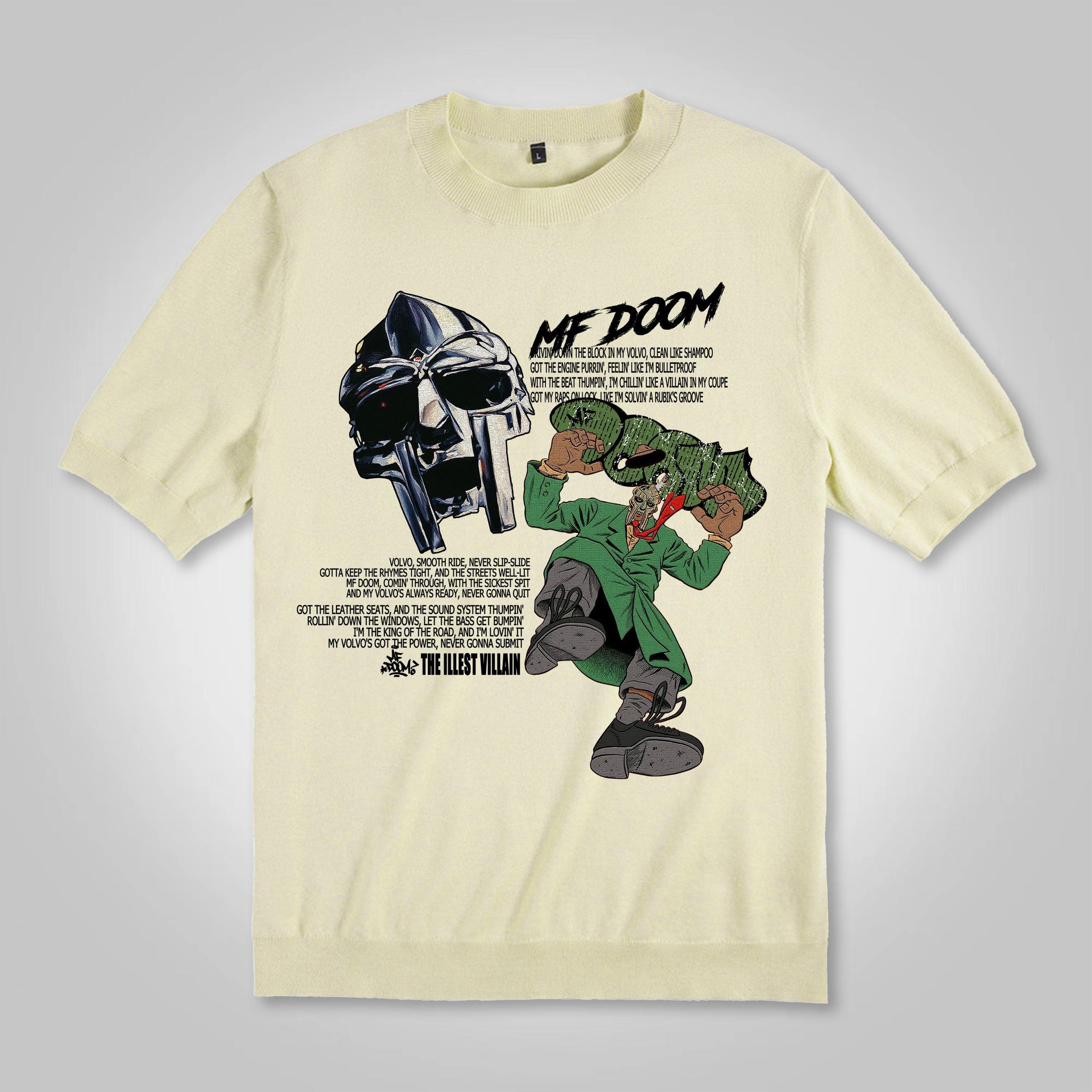 Sopula Vintage The Illest Villain Mf Doom Graphic Print Cotton Knitted T-Shirt Product Image