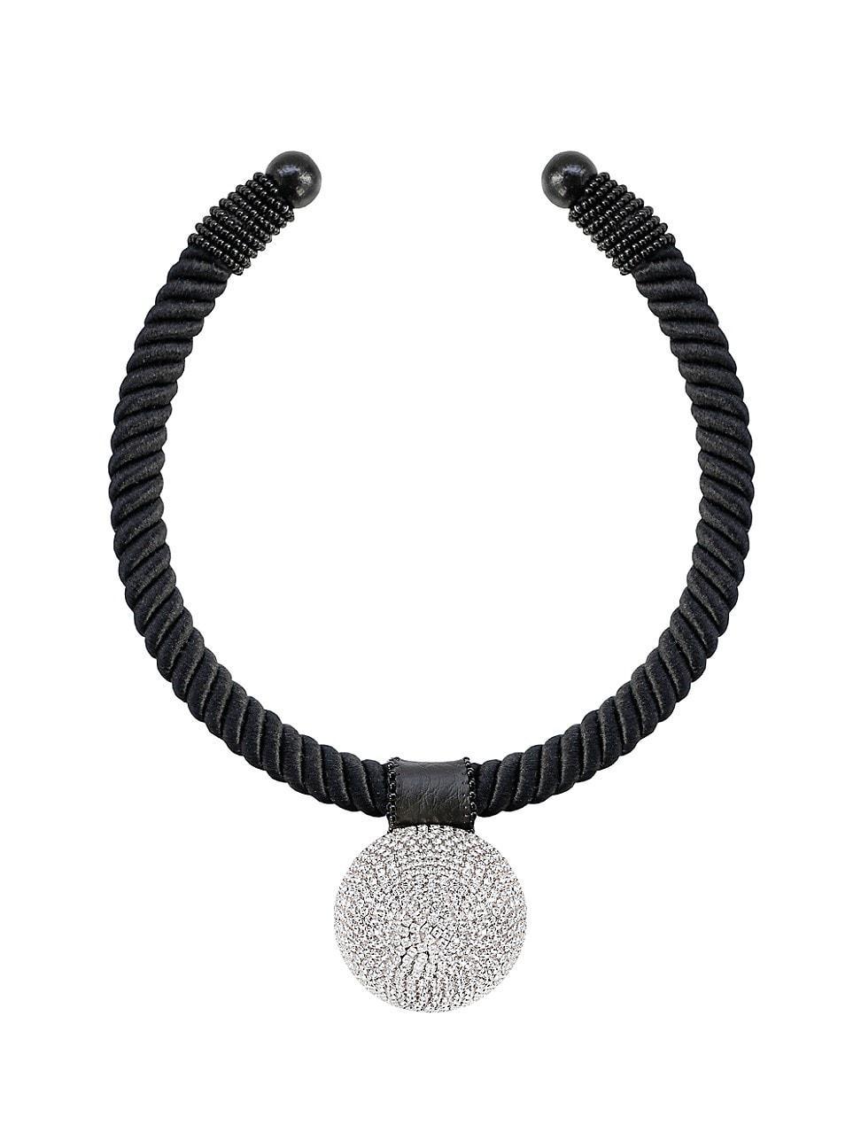 Womens toile Gaia Glam Rhinestone, Cotton & Wood Choker Necklace Product Image