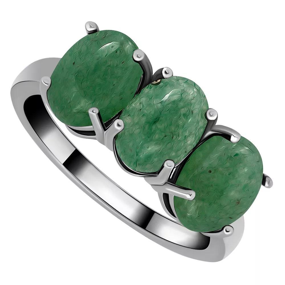 Aleure Precioso Sterling Silver Polished 3-Stone Ring, Womens Aventurine Product Image