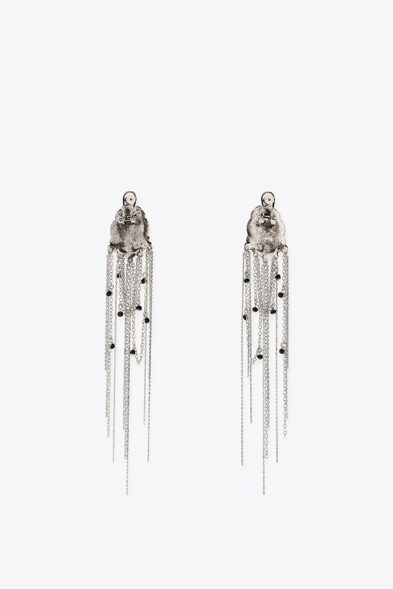 METAL CHAIN AND BEAD EARRINGS Product Image