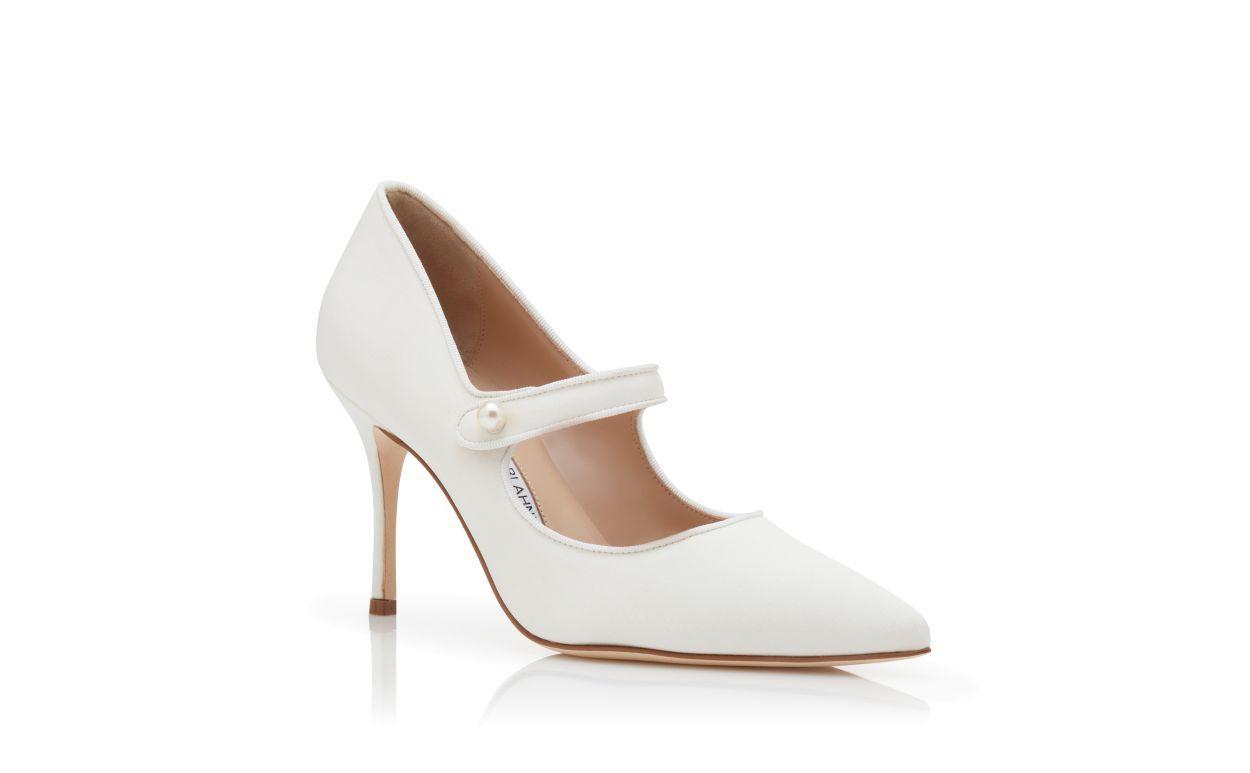 CAMPARIPEARL White Crepe De Chine Mary Jane Pumps
 Product Image